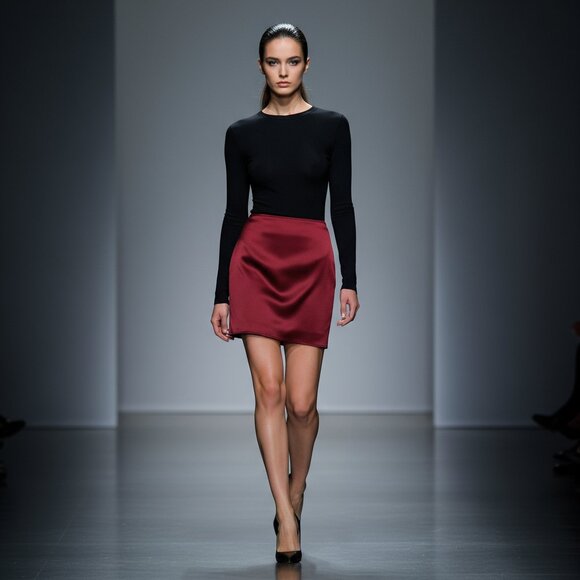 NWT $98 RUMORED Kerrigan satin mini skirt merlot 2 - Picture 14 of 14